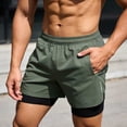 thumbnail image 3 of DPTALR Men's Solid Color Elastic Waist Casual Fashion Shorts with Zipper Pockets & Tie Knot,Army Green,Big and Tall Men L, 3 of 5