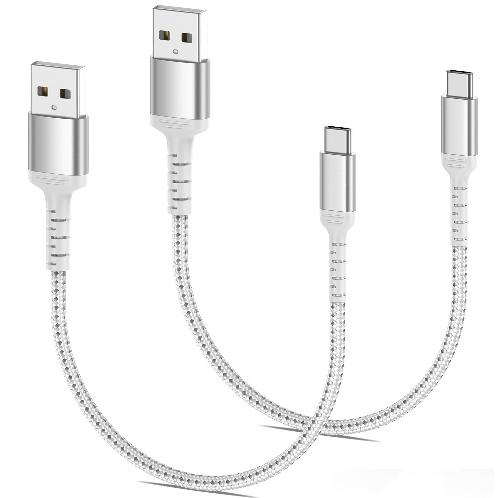 1FT USB to USB C Cable 2Pack 12 inch Short Type C Fast Charging Cable Nylon Braided for iPhone 17 16 15 Pro Pro Max Plus Samsung Galaxy S24 S23, iPad