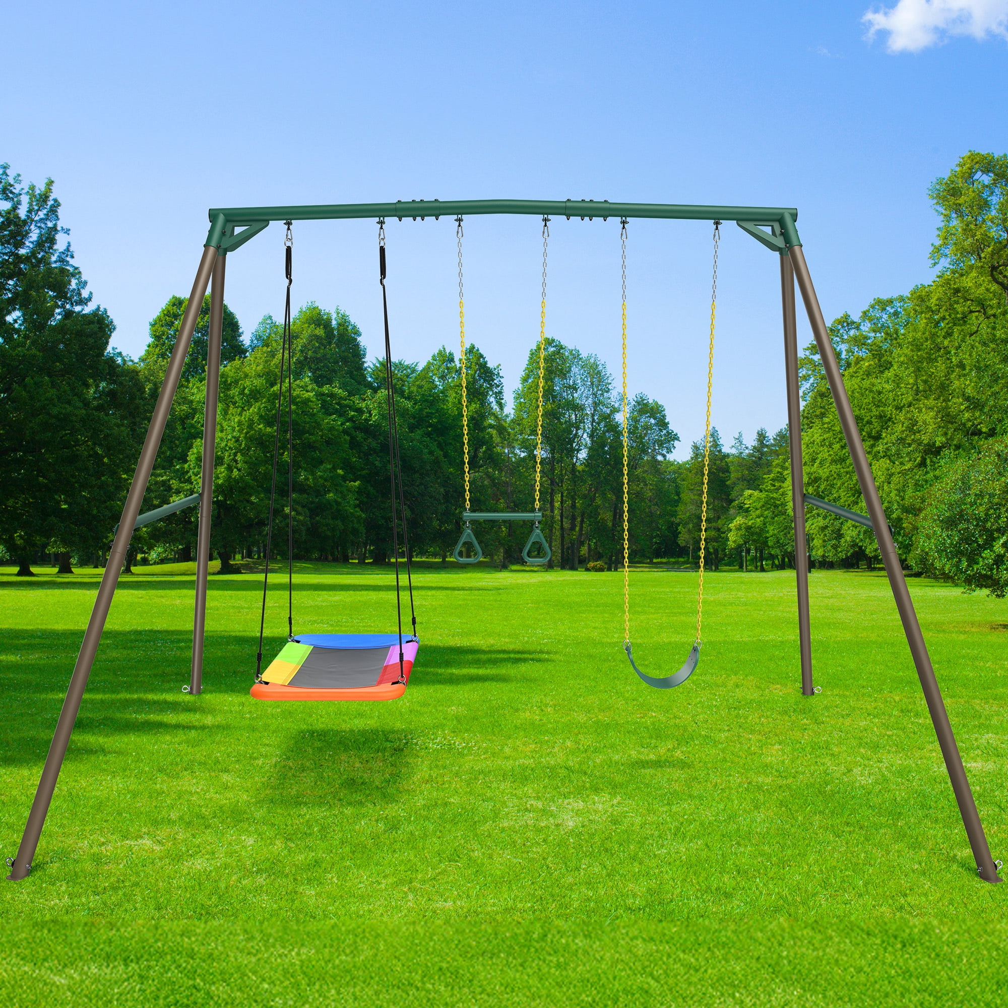 KloKick Heavy Duty Metal Swing Set for Kids & Adults, 600lb