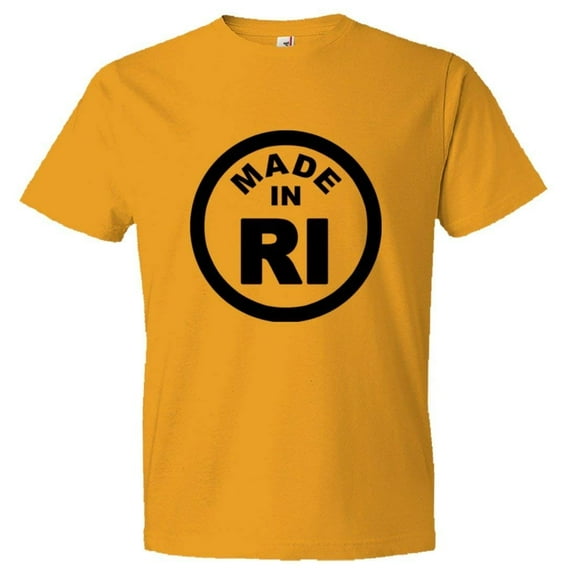 PleaseMeTees™ Mens From Born Made In Rhode Island RI Logo Label HQ Tee