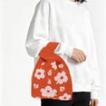 thumbnail image 2 of Unique Bargains 1 Pc Knitted Wrist Bag Flower Gift Bag Orange, 2 of 5