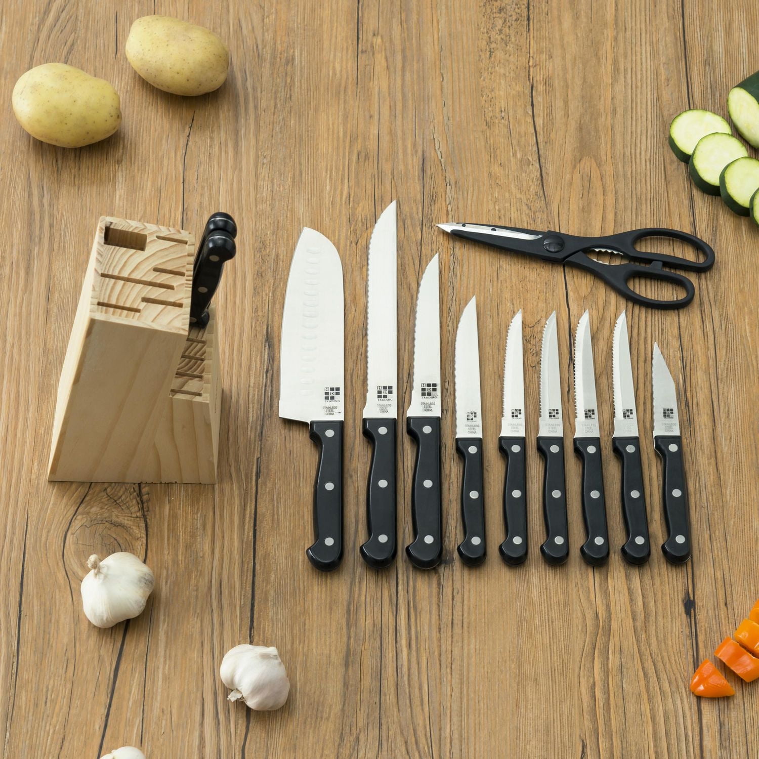 13 Piece Knife Set with Block in Black