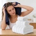 thumbnail image 6 of Anhility Super Soft Cotton Towel Set, Contains a Bath Towel 28x55 inch, a Hand Towel 14x29 inch & a Wash Coth 14x14 inch, Everyday Use, Compact & Lightweight, White, 6 of 6