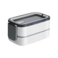 thumbnail image 2 of Dual Layer Stainless Steel Bento Box - Microwave Safe, 1400ml Leak-Proof Leak-Proof Stainless Steel Lunch Box for Office,White, 2 of 6