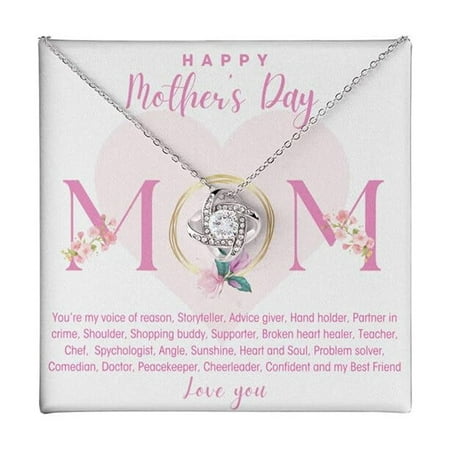 Love Knot, To My Beautiful Mom, Mother Day From Son And Daughter, Mom From Son, Necklace Mom Mother Thank You Mom Interlocking Heart #452, White Love Knot Necklace