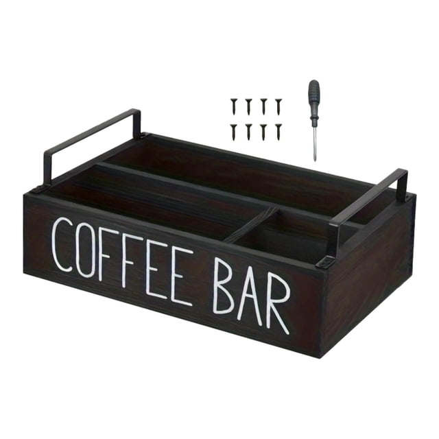Organizador de estación de café Organizador de barra de café Cápsula de café multifuncional de madera negro
