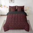 thumbnail image 2 of Feelyou Adult Western Damask Comforter Set 7pcs, Black Red Crow Animal Full Bedding Set, 2 of 8