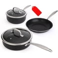thumbnail image 1 of Induction Pots and Pans Set, 5 Pcs Non Stick Cookware Set with Stainless Steel Handle, Non Toxic Kitchen Cookware Sets for Oven & Dishwasher Safe,100% PFOA Free, Black, 1 of 7