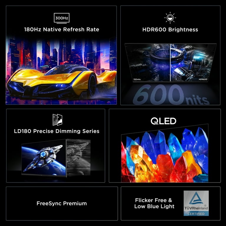 TCL 27” G64 Series QHD HDR QD-Mini LED Gaming Monitor, 180Hz