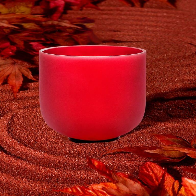TOPFUND 8 inch Quartz Crystal Singing Bowl Set, Root Chakra C Note