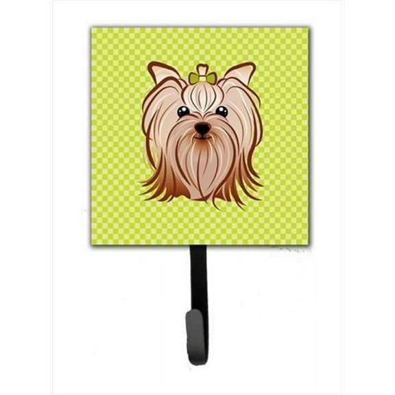 Carolines Treasures Checkerboard Lime Green Yorkie Yorkishire Terrier Leash or Key Holder 7Hx4.25W multicolor