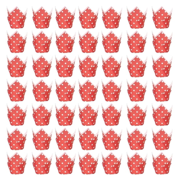 50 moldes para cupcakes con forma de tulipán, mini moldes para muffins con forma de tulipán para fiestas de San Valentín. Rojo