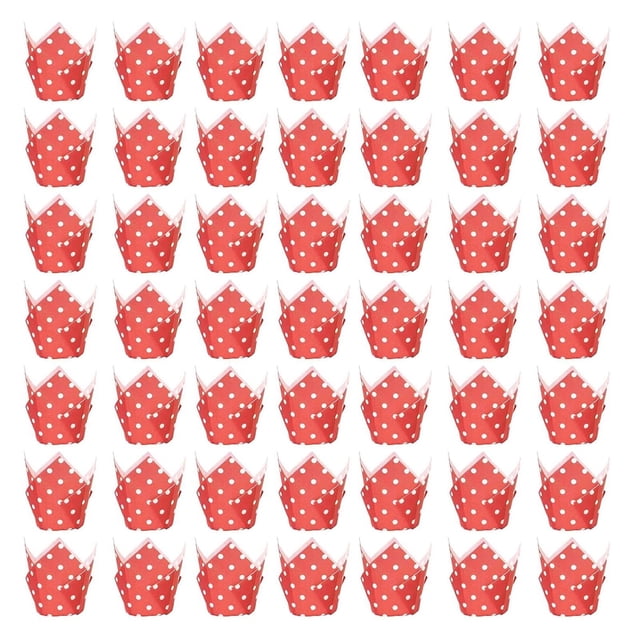 50 moldes para cupcakes con forma de tulipán, mini moldes para muffins con forma de tulipán para fiestas de San Valentín. Rojo