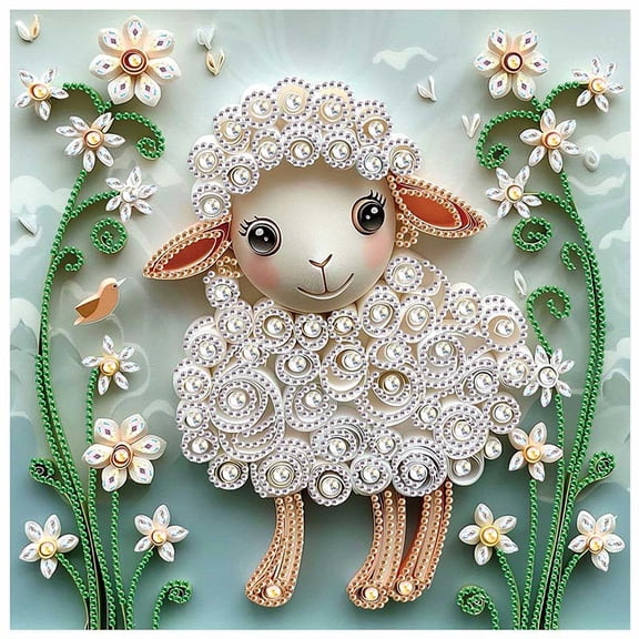 5D DIY Diamond Painting Kit, Sheep Suitable for Adults Special Diamond DIY Art Kit for Home Decoration and Gift Selection
