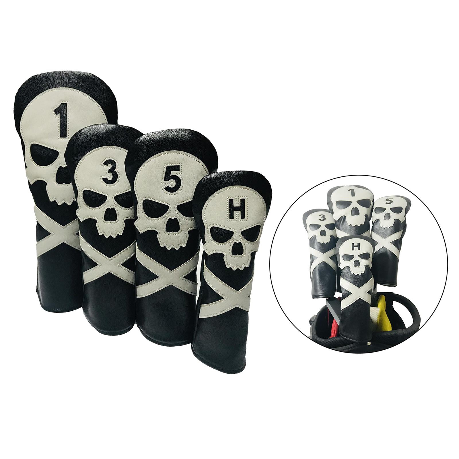 harayaa 4x Golf Head Covers for Driver And Fairway Wood Golf Club, Skull Headcovers Golf