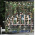thumbnail image 4 of Ambesonne Rustic Shower Curtain, Ornate Wooden Shutters, 69"Wx84"L, Red Green Brown, 4 of 5
