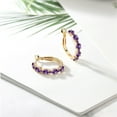 thumbnail image 4 of Gem Stone King 18K Yellow Gold Plated Silver Purple Amethyst Hoop Earrings for Women (2.82 Cttw, Round 4MM and 1.9MM, Gemstone Birthstone 1 inch Diameter), 4 of 4