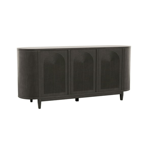 Furniture of America Cheri Art Deco Solid Wood 4-Shelf Buffet Server, Ash Grey