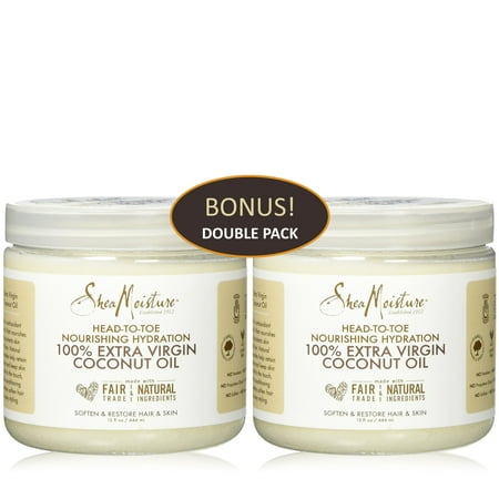 Hollister Restore Hydrogel - Shea Moisture 100% Extra Virgin Coconut Oil Head-To-Toe Nourishing Hydration - Soften & Restore Hair & Skin - Value Double Pack - Qty of 2