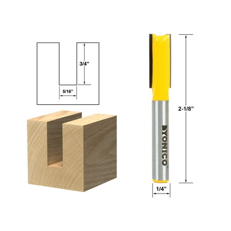 

5/16 Diameter X 3/4 Height Straight Router Bit - 1/4 Shank - Yonico 14156q