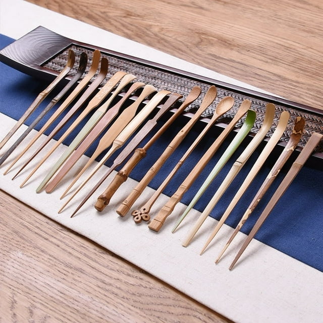 Cuchara de té hecha a mano de bambú, aguja de bambú para recoger té, pala para té, cucharilla de loto, pala para té, accesorios para la ceremonia del té