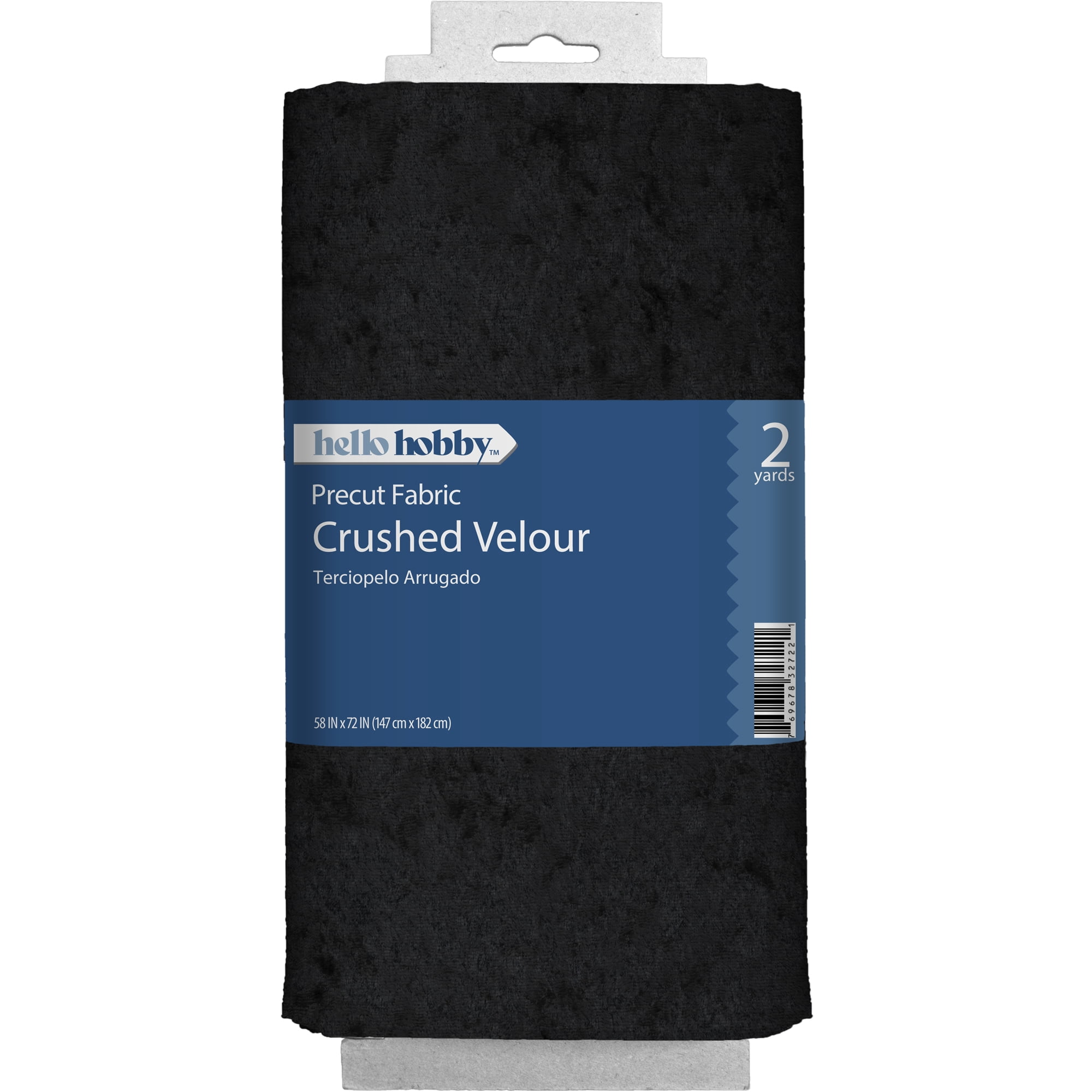 Hello Hobby Crushed Panne Sewing & Craft Fabric, Black, 2 Yards, 58 in Wide, 100% Polyester
