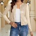 thumbnail image 2 of JFGHDG Womens Blazers Glitter Jacket for Women Cardigan Blazer Women Cocktail Jacket for Women Womens Blazer Jacket Office Clothes for Women Blazer for Women Beige L, 2 of 5