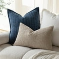 thumbnail image 5 of Pack of 2 Textured Boucle Throw Pillow Covers Accent Solid Lumbar Pillow Cases Cozy Soft Decorative Couch Cushion Case for Chair Sofa Bedroom Living Room Home Decor, 12 x 20 Inch,Beige, 5 of 7