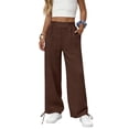 thumbnail image 5 of Girls Sweatpants Kids Drawstring Hem Oversized Pants Teen Girls Wide Leg Baggy Pants Pockets Classic Elastic Waist Trousers, 5 of 7