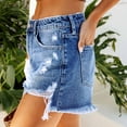thumbnail image 7 of Xixinqiwan No Boundaries Women's Ripped Distressed Skinny Denim Shorts Ripped Frayed Womens Hot Pants Jean Shorts Summer Casual Wear, 7 of 7