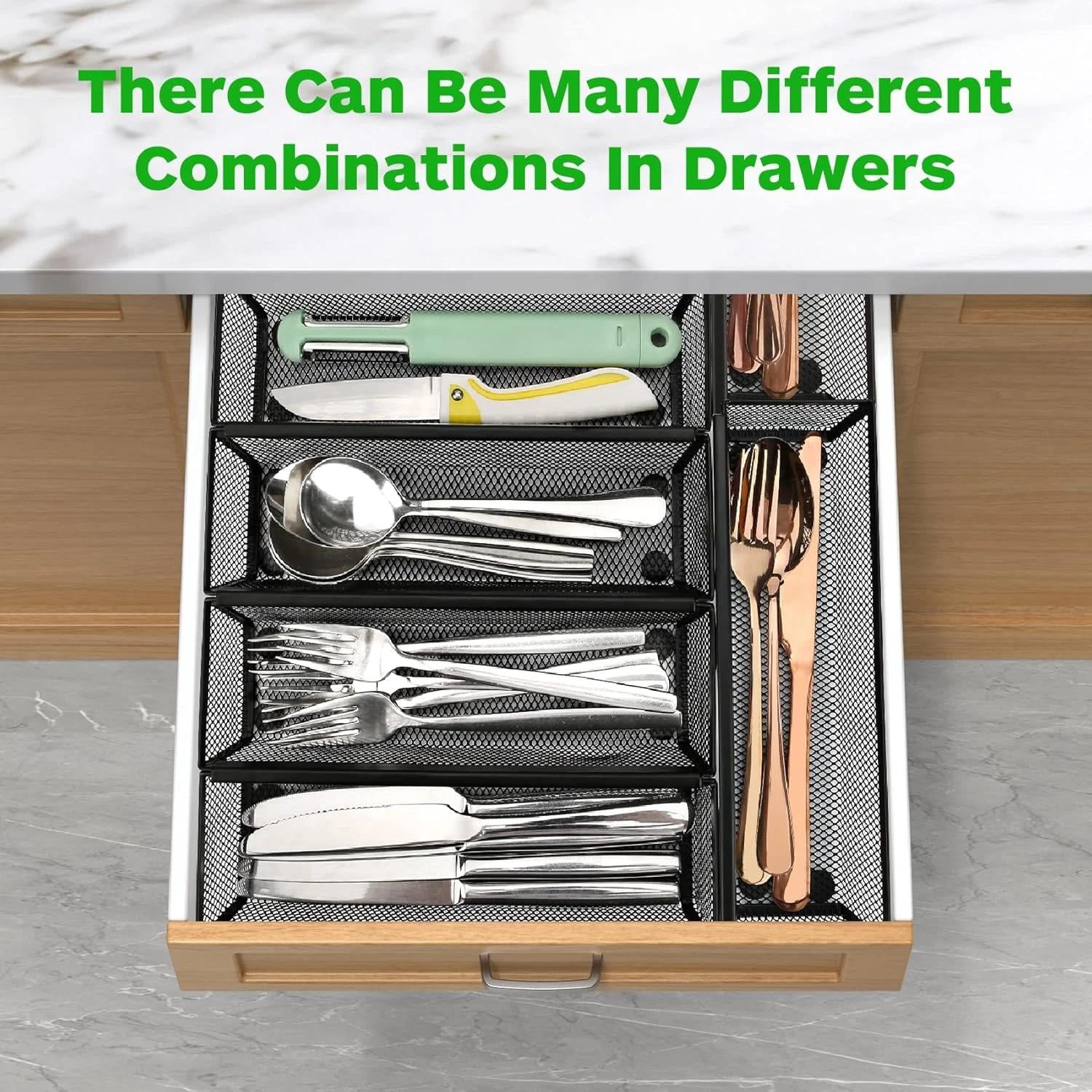 Silverware Drawer Organizer, Silverware Organizer for Drawer, 6 Pack Utensil Org