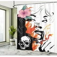 thumbnail image 5 of Ambesonne Tattoo Shower Curtain, Pink Flower and Skull, 69"Wx70"L, Orange White, 5 of 5