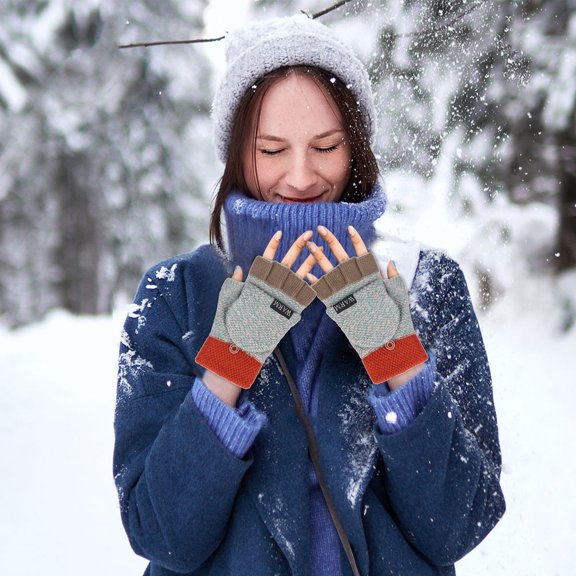 Lilgiuy Heated Gloves for Men and Women Thickened Warm Windproof Half Finger Gloves Winter Knitted Fingerless Gloves for Skiing,Snowboarding,Hiking,Riding,Camping