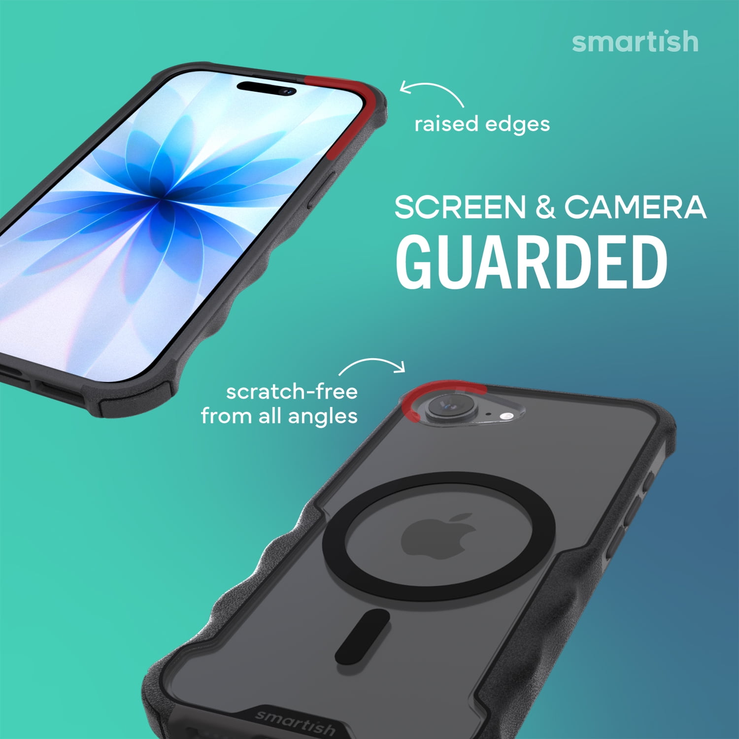 Smartish iPhone 17e/16e MagSafe Case - Gripzilla - Heavy Duty Armor Cover - Clearly Black