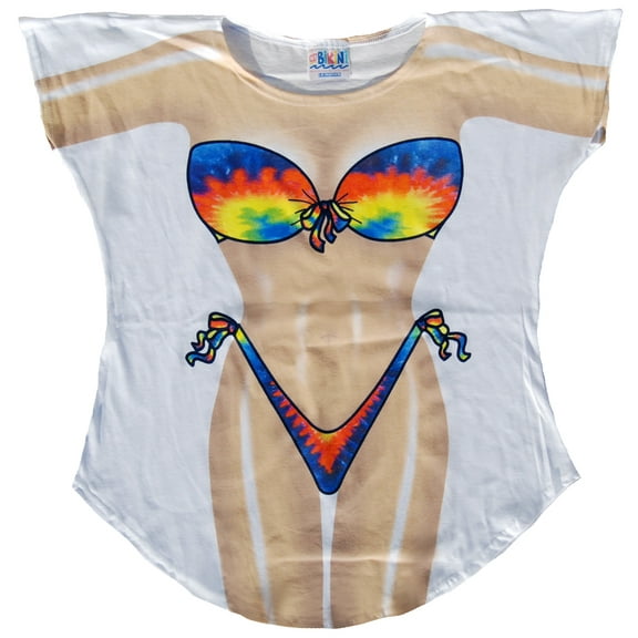 Tie-dye Cover-up Beach T-Shirt Tee Sexy Bikini Swimwear Pajama