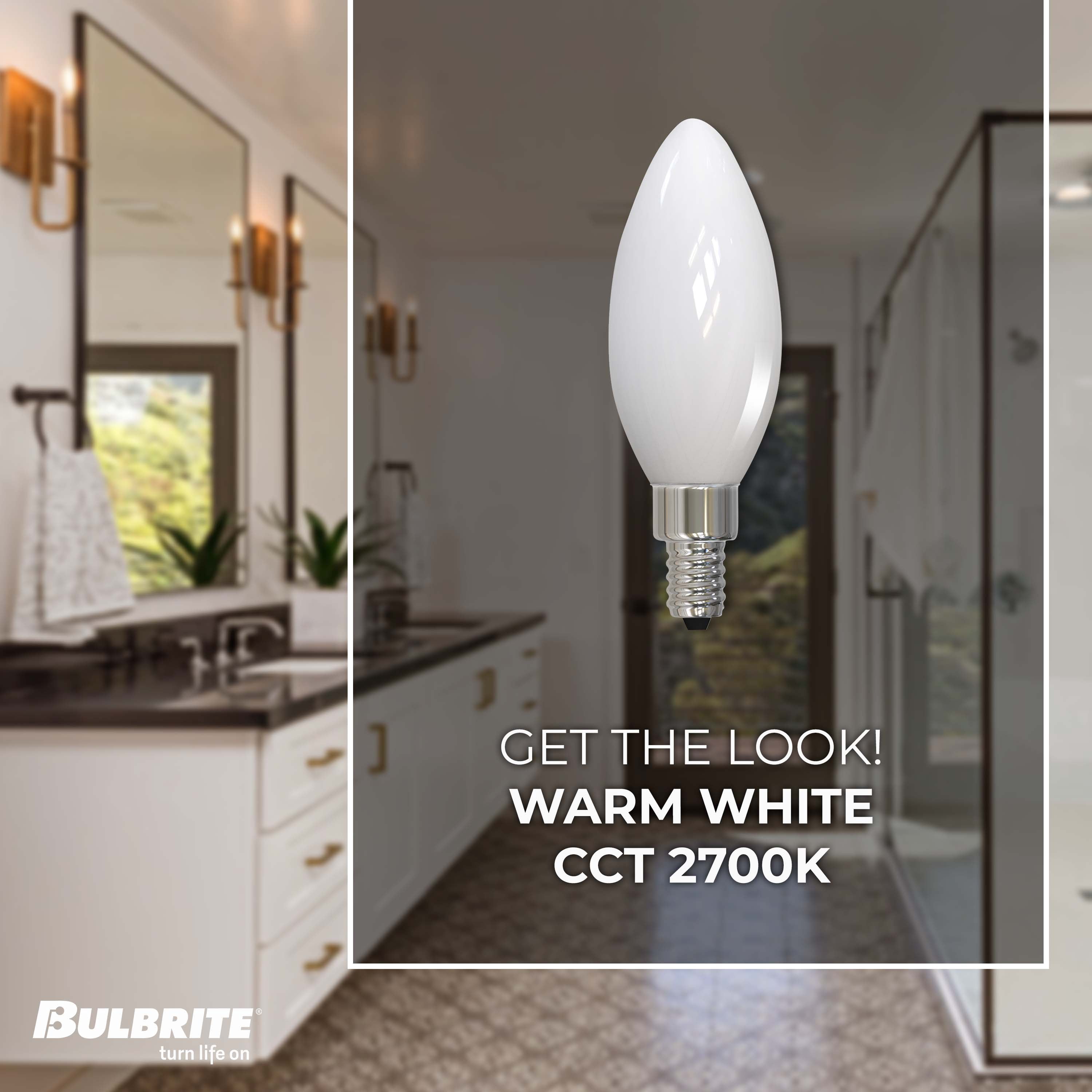 Bulbrite Pack of (4) 3.6 Watt Dimmable Milky Finish B11 Candelabra (E12) LED Light Bulb - 300 Lumens, 2700K