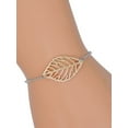 thumbnail image 3 of Delight Jewelry Silvertone Round EMT Star of Life - Goldtone Leaf Delicate Bracelet, 6.25+1.75", 3 of 4