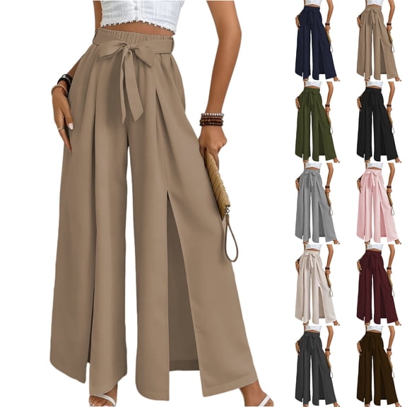 Yifymode Summer Beach Cover Up Pants for Women Flowy Pant Wide Leg Bathing Suit Coverup Swimsuit Palazzo with Slits