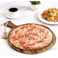 thumbnail image 5 of MyGift Round Brown Burnt Wood 12 Inch Pizza Peel Board Serving Tray with Handle & Hanging Rope, 5 of 7