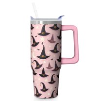30oz Halloween Tumbler with Handle, Haunted Pumpkin Skeleton | Print | Halloween Gifts for Women & Men | with Lids and Straws | Stainless Steel Insulated | Coffee Travel Mug