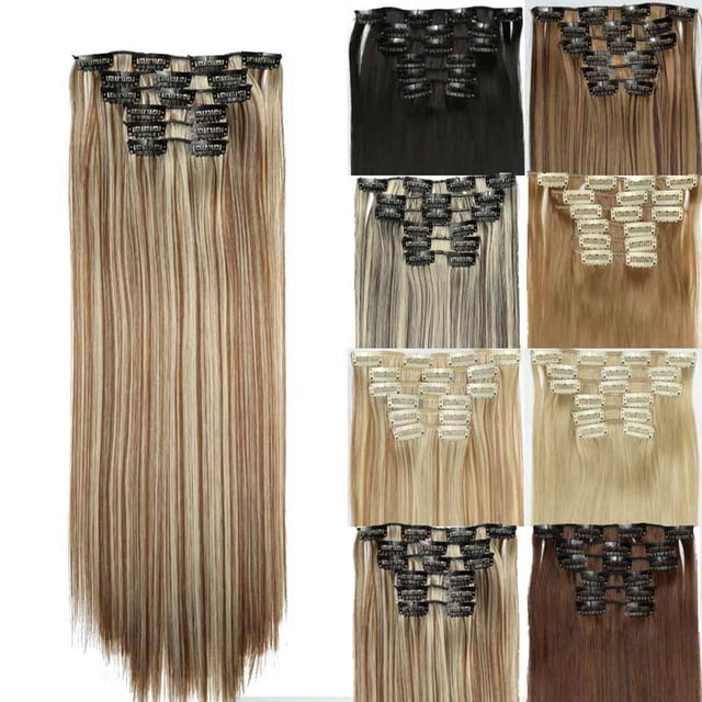 Lubelski 6Pcs High Temperature Fiber Clip Hair Extension Straight Heat Resistant Wig