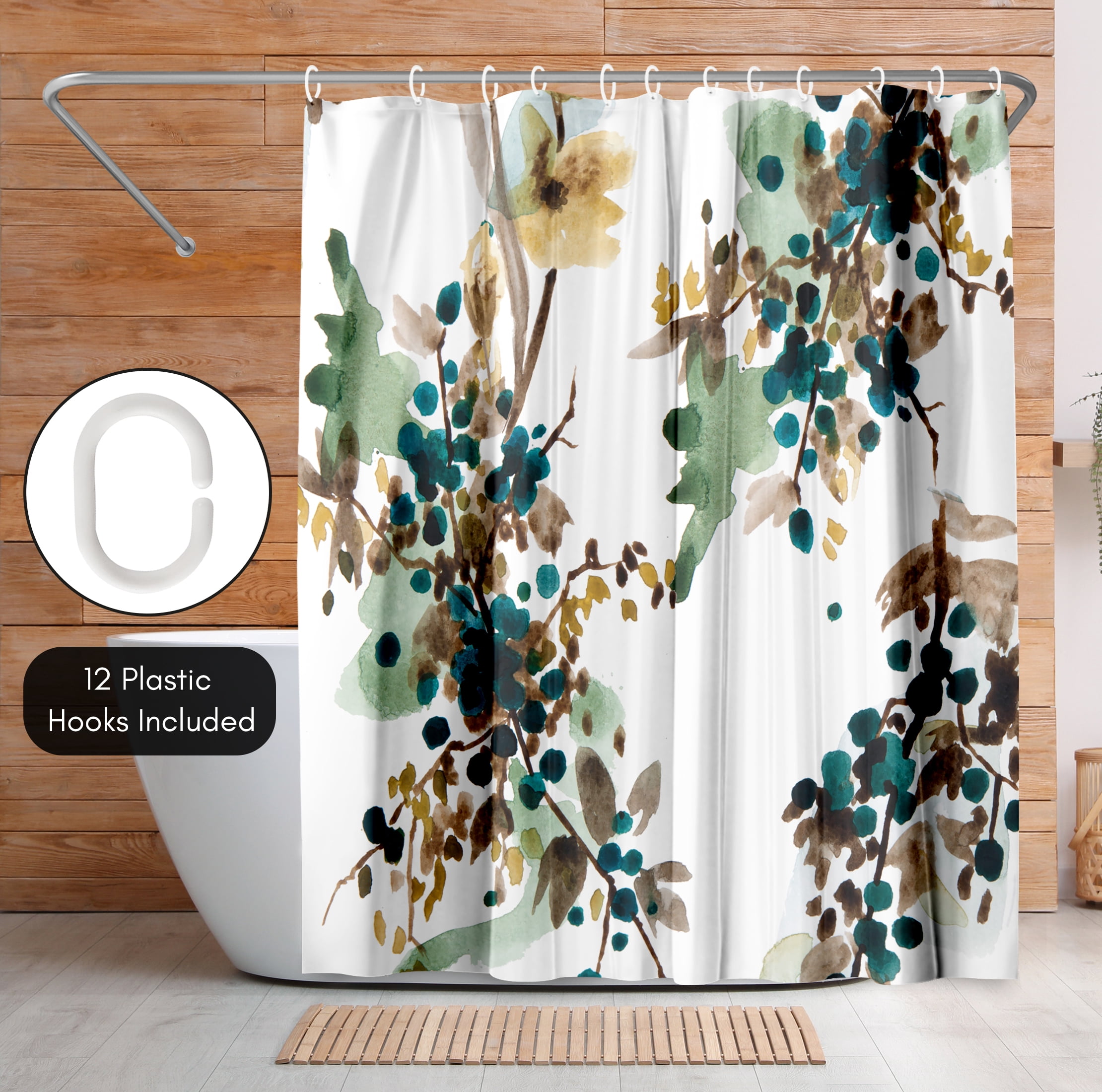Americanflat 71" x 74" Shower Curtain, Watercolor Blueberry by New York Botanical Garden