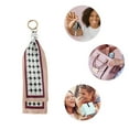 thumbnail image 3 of Unique Bargains 1 Pc Fashion Pearl Scarf Plaid Print Handbag Charm Bag Accessories Light Coffee Color, 3 of 5
