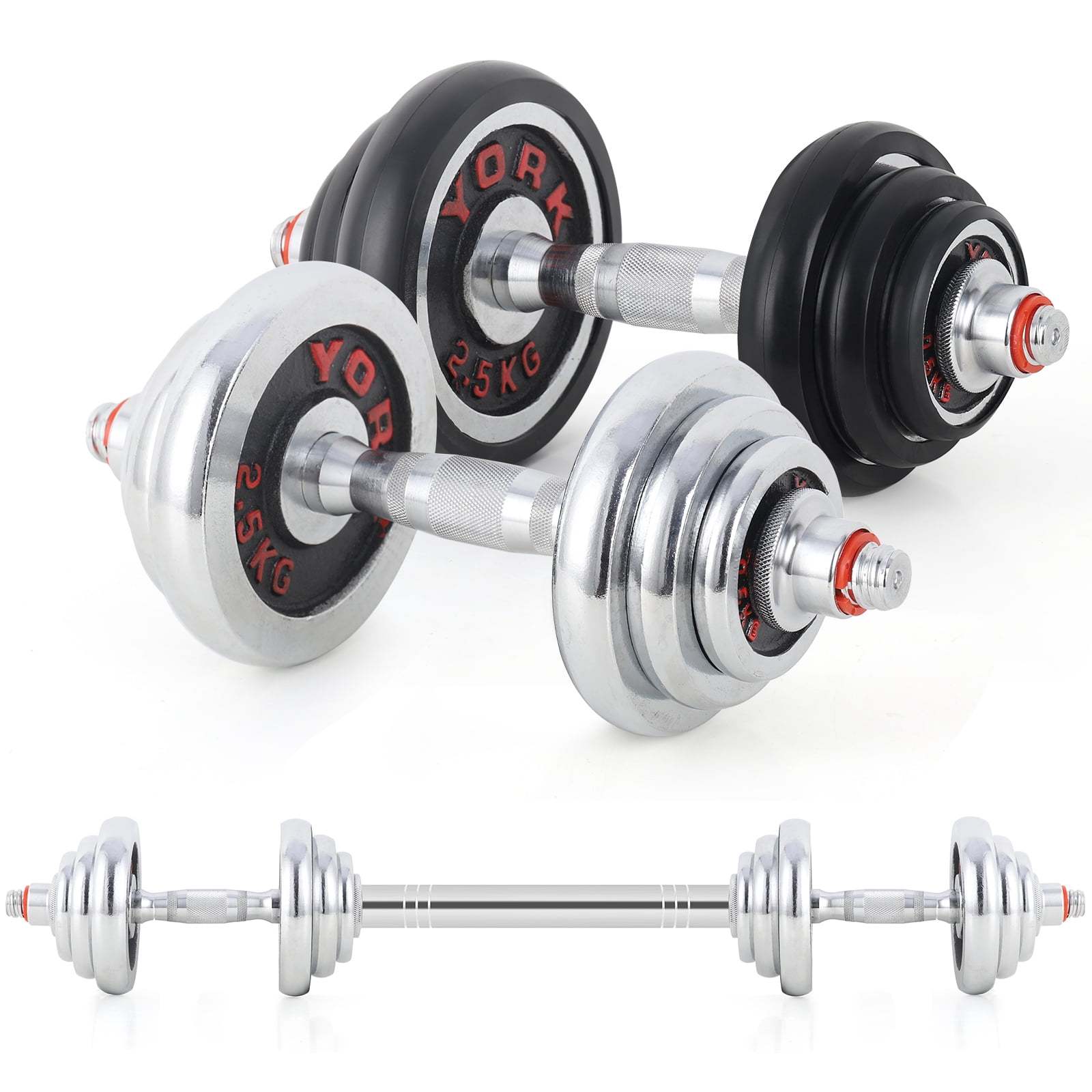 Fiudx Free Weights Adjustable Dumbbells for Men Women,66LBS Dumbbells Set Dumbbells Barbell with Connecting Rod Workout Equipment Exercise Training 