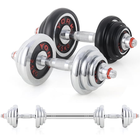 Adjustable Dumbbells Set  Free Weight with Connecting Rod Used As Barbell  for Men and Women Home Gym Work Out Training Fitness Equipment with Rubber Sleeve,44 LBS