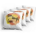 thumbnail image 5 of Ambesonne Live Laugh Love Throw Pillow Cover 4 Pack, Soft Watercolor, 20", Yellow Coral Black, 5 of 7