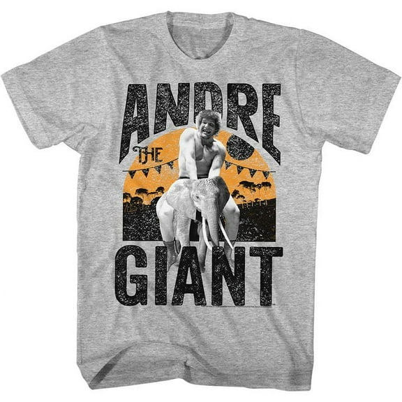 Andre The Giant Elephant Ride Gray Heather Adult T-Shirt 3Xlt
