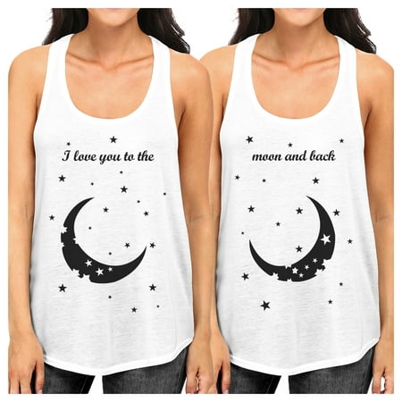 Moon And Back Best Friend Gift Shirts Womens White Cute Cropped