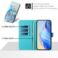 thumbnail image 4 of Compatible for iPhone 15 Pro Wallet Case, Painting Pattern Premium PU Leather [Credit Card Holder] [Wrist Strap] Flip Stand Feature Purse Case Full Protective Pattern Phone Cover, Blue Marble, 4 of 17