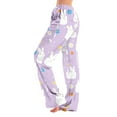thumbnail image 2 of Minjewel Women's Rabbit Print Pants, Fashion Loose Fit Casual Lounge Sleepwear without Drawstring, Comfortable Elastic Waist Home Sleep Bottoms for Women,Purple,2XL, 2 of 8